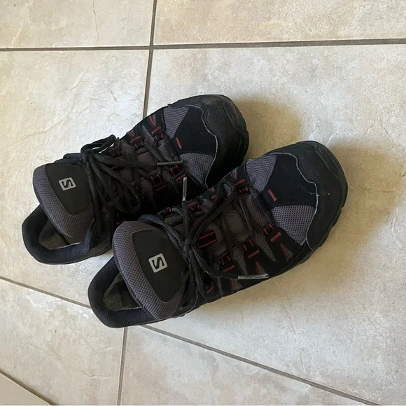Salomon Men's Black and Red Hiking Shoes - Picture 3 of 5
